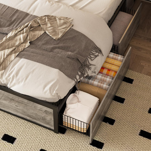 Gracie Oaks Metal Slat Storage Bed Wayfair